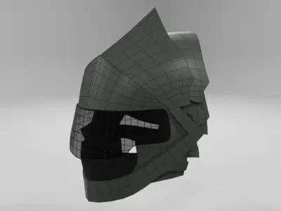 Sci-fi green plate helmet Low-poly 3D model