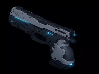 Futuristic Cyberpunk Pistol 3D Model Sci Fi Weapon  Low-poly 3D model