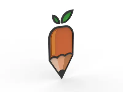 Pencil Logo Low-poly 3D model