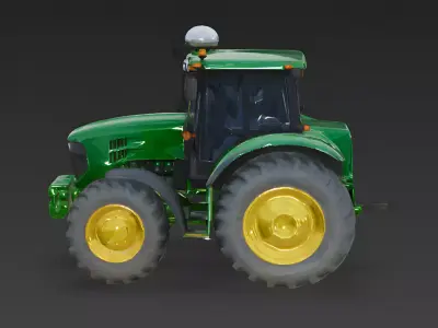 Modern Green Agricultural Tractor 3D Model Low-poly 3D model