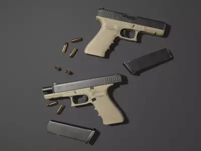 Glock 17 Gen 4 Pistol  Low-poly 3D model