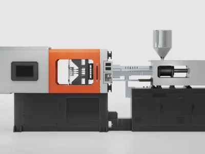 CNC Plastic Injection Molding Machine ready for animation Low-poly 3D model