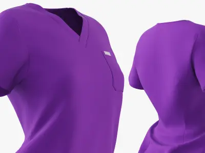 FIGS Catarina One Pocket Scrub Top Purple 3D model