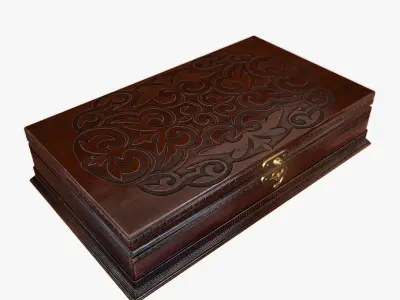 Antique wooden box Low-poly 3D model