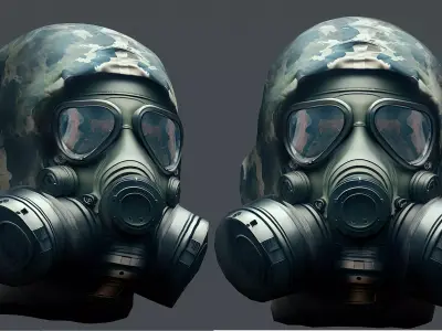 Gas mask helmet 3d model military combat Low-poly 3D model Low-poly 3D model