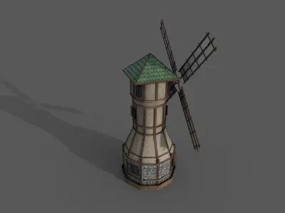 Medieval Fantasy Windmill 3 Low-poly 3D model