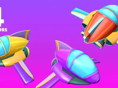 Jet Low Poly Cartoon  Low-poly 3D model