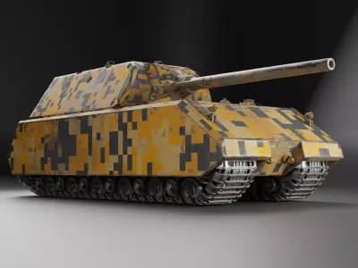 Low Poly Maus Panzer Tank - 3 Skins - Shell Low-poly 3D model