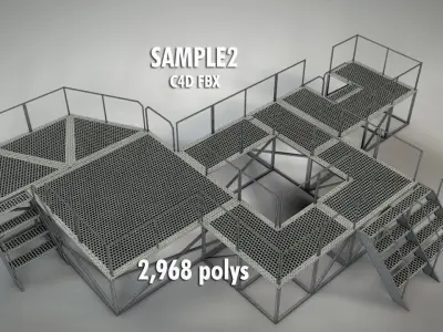 Galvanized Metal Stages Low-poly 3D model