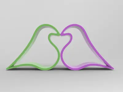 Heart Birds Low-poly 3D model