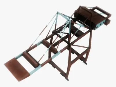 Port crane red low poly Low-poly 3D model