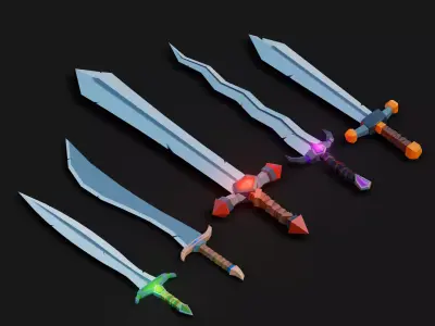 Fantasy swords set  Low-poly 3D model