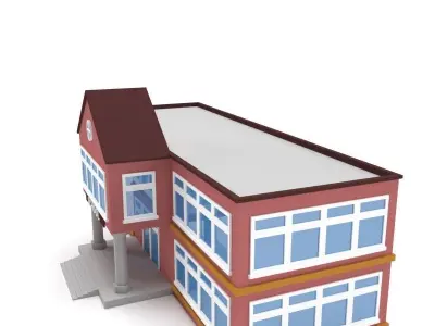 3D Low Poly School Building Low-poly 3D model