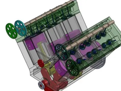 v6 engine Free 3D model