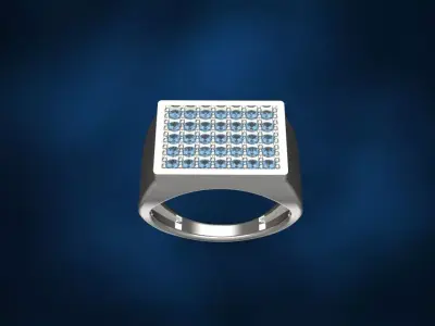 Square Signet Diamond Ring 3d Model Special 3D print model