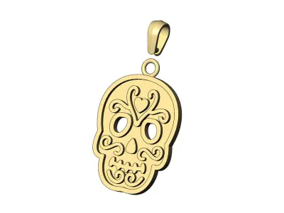 Mexican Calavera skull pendant with bail 3D print model