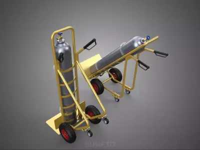 GAS BOTTLE CYLINDER TANK SET HAND TRUCK TROLLEY CART HANDTRUCK 4 3D model