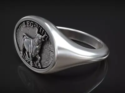 Roman Legion Hispana Buffalo Bull Antique Ring 3D print model