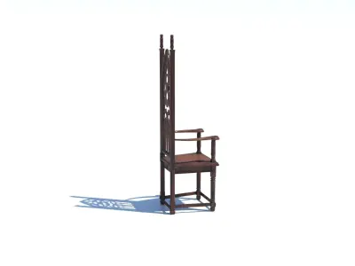 Gothic Throne Chair   Medieval Wooden Armchair PBR 3D model