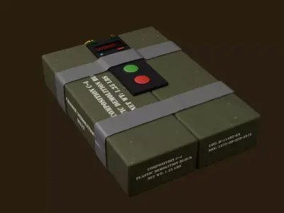 C4 Plastic Explosive Time Bomb - Game Ready Military Asset Free low-poly 3D model