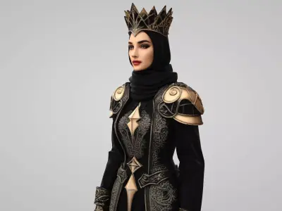  Medieval Queen 3D Model 3D model