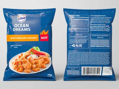 Frozen Shrimps Package Bags 3D model