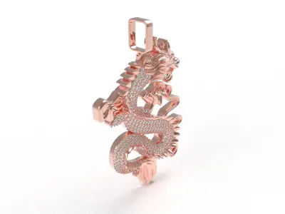 Antique Dragon Diamond Pendant 3D print model