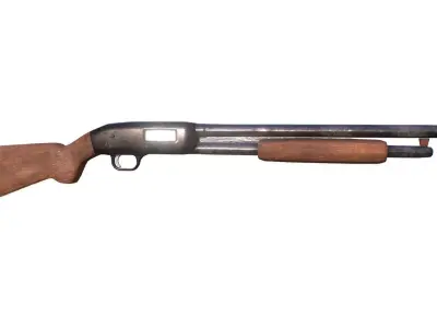 Shotgun Low-poly 3D model 9