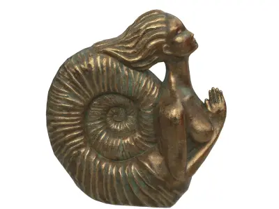 Siren bronze statues Low-poly 3D model