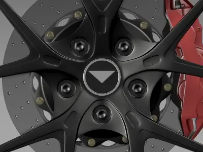Porsche 991 V GT 2014 wheel 3D model