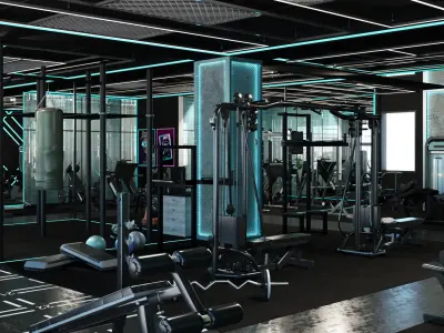 Gym Interior Scene 3D Model  3D model