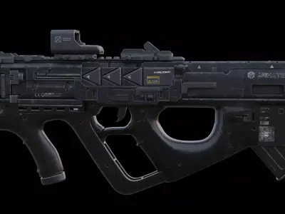 Sci-Fi Droid SMG Model Futuristic Submachine Gun Game Ready Low-poly 3D model