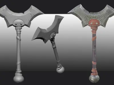 War Craft Axe Low-poly 3D model