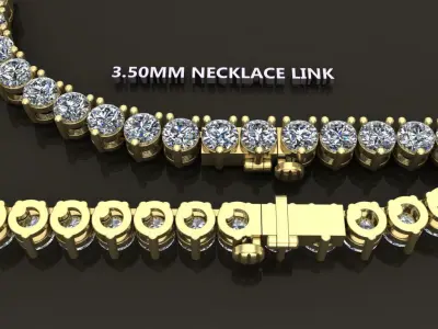 3-PRONG TENNIS DIAMOND NECKLACE LINK 3MM50 3D print model