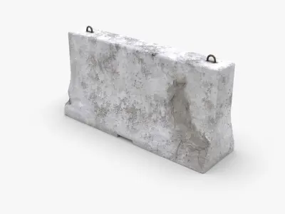 Roadwork concrete block Low-poly 3D model
