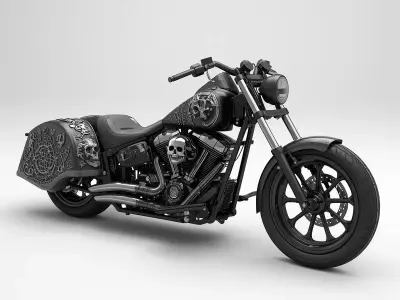 Gothic Horror Coffin Motorcycle 3D Model Low-poly 3D model