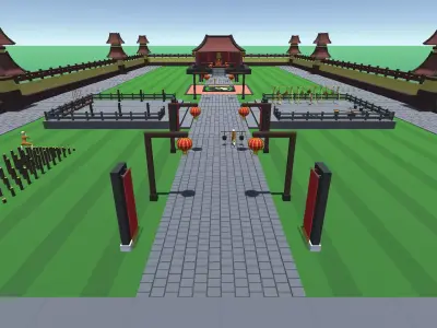 9t5 Low Poly Shaolin Monk Temple Low-poly 3D model