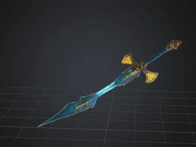Blade of the Sun Realistic Anime Stylized Fantasy Sword Low-poly 3D model