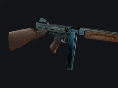 World War 2 Thompson Gun Low-poly 3D model