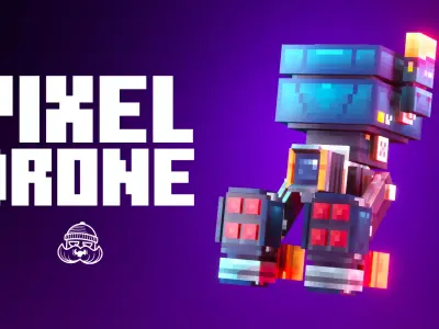 Low-Poly Pixel Art Drone Low-poly 3D model