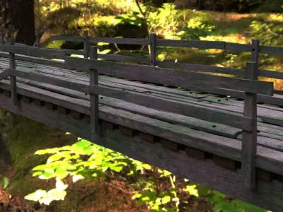 Narrow Wooden Bridge Free 3D model