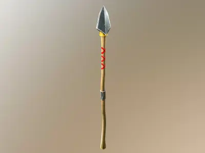 Stylized medieval old spear Free low-poly 3D model