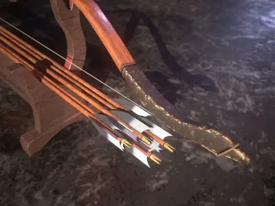 HIE Game Ready Bow D180302 Low-poly 3D model