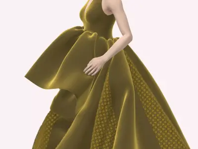 Regal Draped Dress in Style3D Atelier 3D model