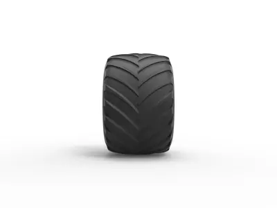 Monster Jam tire 19 Scale 1 to 25 3D print model