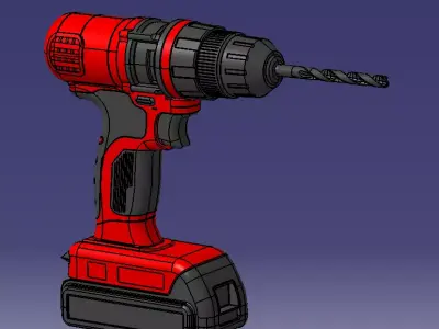 Hand drill model Low-poly 3D model