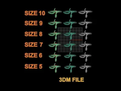 Dainty Snake  Ring Band Mix Size 3D print model