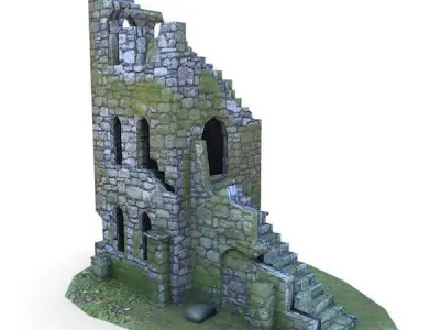 Medieval Building 52 Ruins Low-poly 3D model