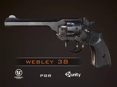 Webley 38 ww2  Revolver PBR Low-poly 3D model