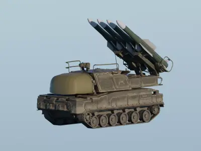 9K37 Buk-M1-2 Fully-Rigged Animated Game Ready Low-poly 3D model